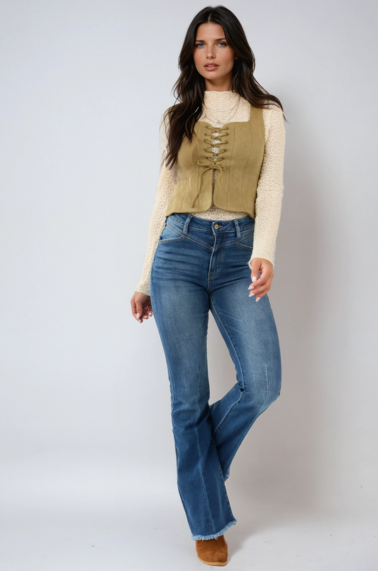 Elara Flared Jeans Dames | Denim