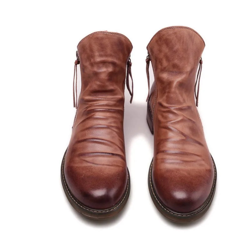 Heren Chelsea boots van echt leer met ritssluiting, luxe uitstraling en comfortabele pasvorm, ideaal voor formele en casual outfits.