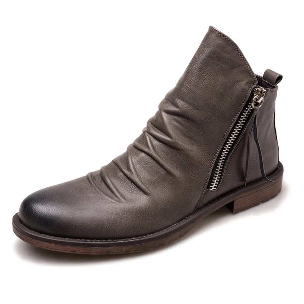 Bruin Heren Chelsea boots van echt leer met ritssluiting, luxe uitstraling en comfortabele pasvorm, ideaal voor formele en casual outfits.