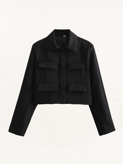 Noémie - Cropped Blazer Jasje Dames | Stijlvolle Herfstjas | Blazer Zwart
