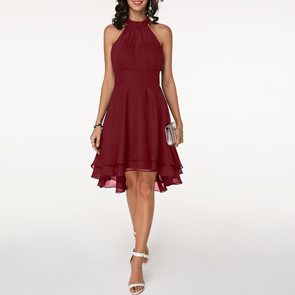 Luchtige Halter Midi Jurk – Charmant & Vrouwelijk