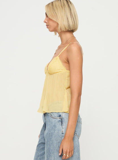 Plissé top met kant – luchtige zomerse top met dunne bandjes en elegante details.