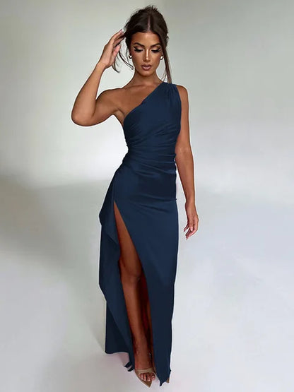 Luxe One-shoulder Satijnen Maxi Jurk