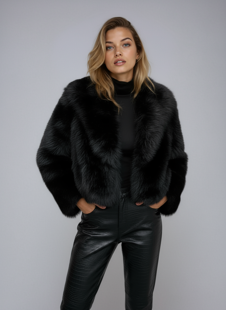 Faux Fur Jas Dames | Zwart Kort Model