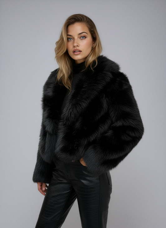 Faux Fur Jas Dames | Zwart Kort Model