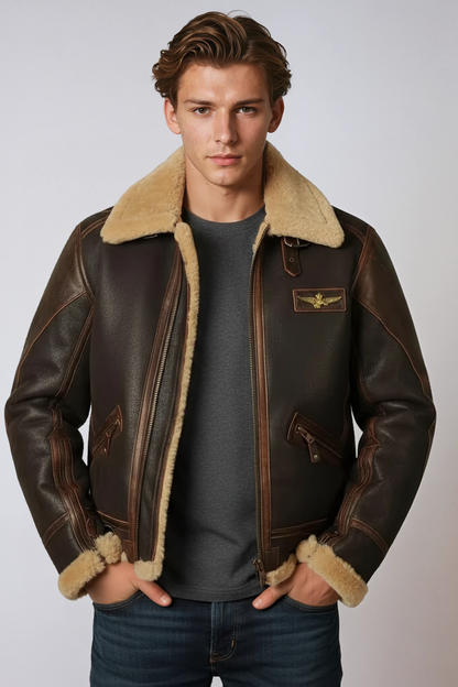 Heren Bomberjack | Winter Leren met Bontkraag
