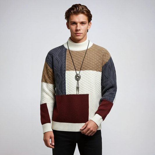 Apollo Heren Trui | Patchwork & Hoge Kraag