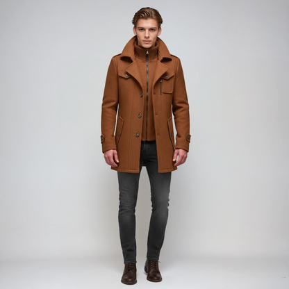 Heren Winterjas Lang | Met Colkraag en Knoopsluiting