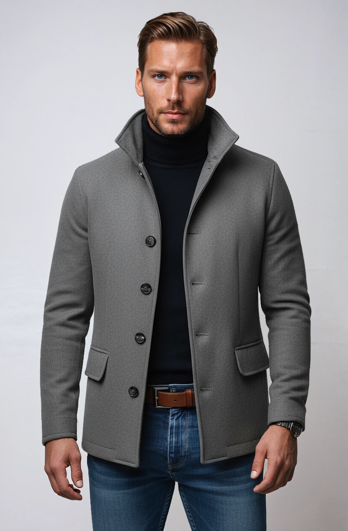 Heren Wintermantel | Slim-Fit  met Knoopsluiting