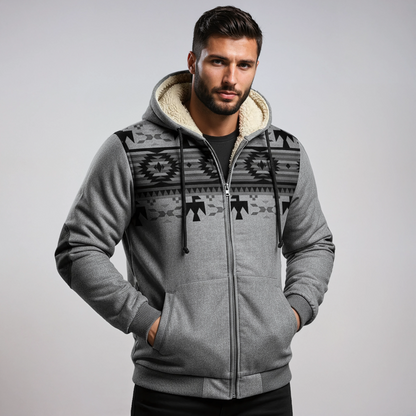 Winterjas Heren | Aztec Print & Bontvoering