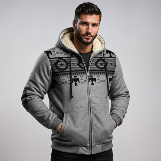 Winterjas Heren | Aztec Print & Bontvoering