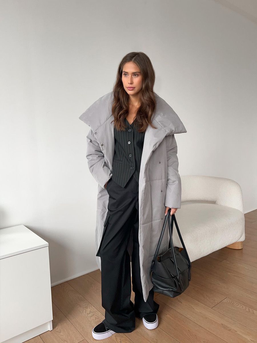 Maeve - Lange Gewatteerde Puffer Coat met Riem