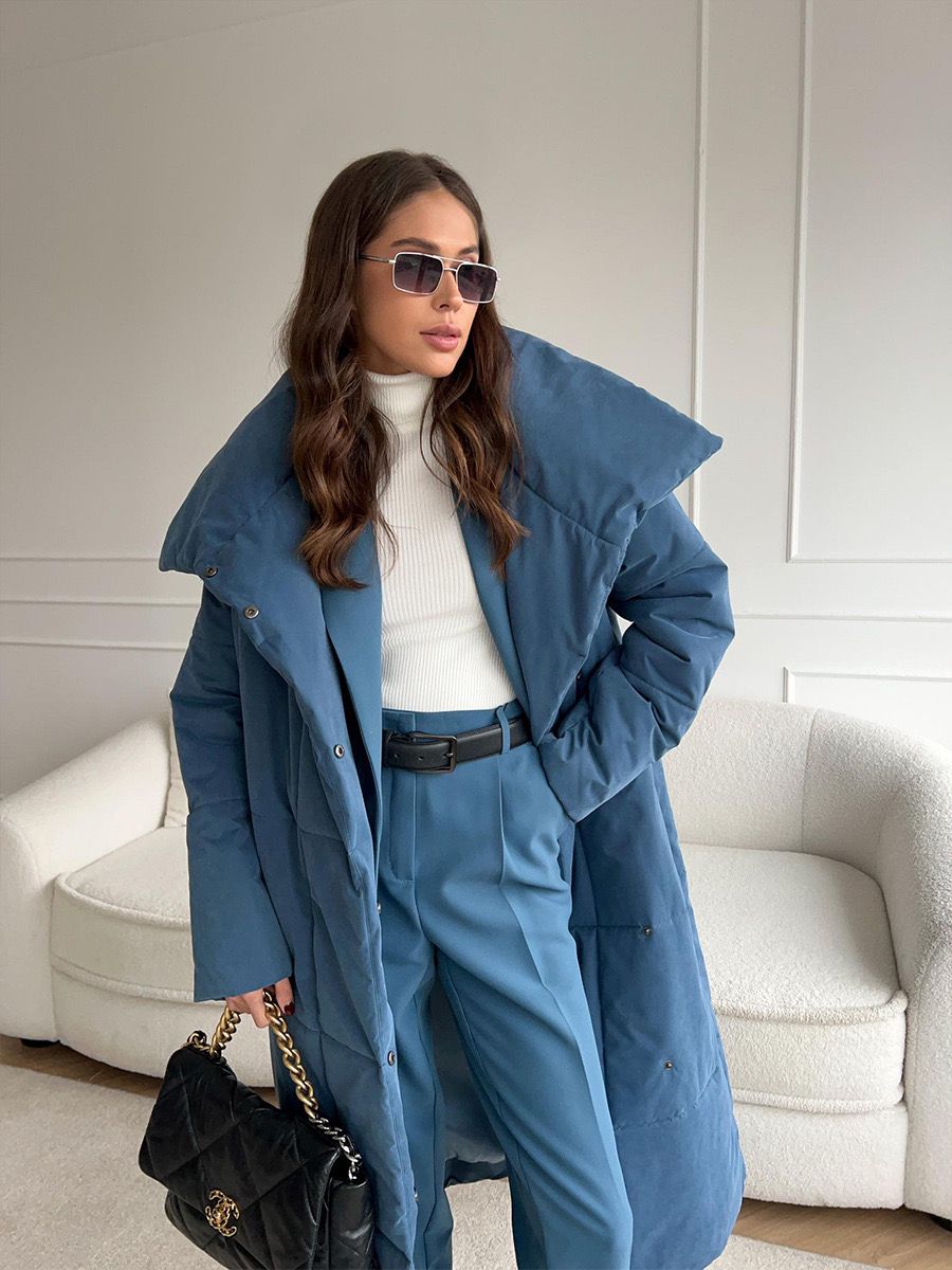 Maeve - Lange Gewatteerde Puffer Coat met Riem