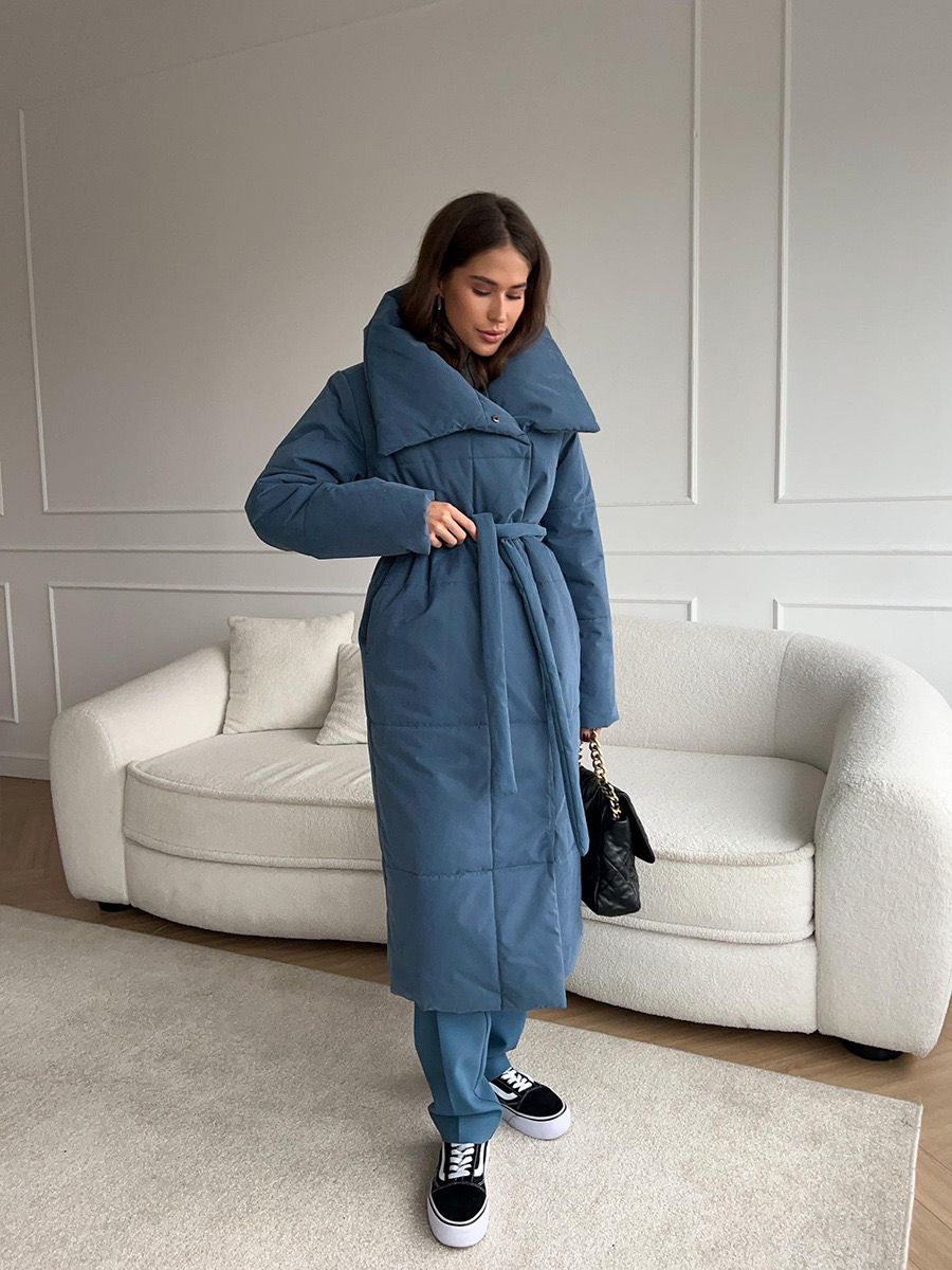 Maeve - Lange Gewatteerde Puffer Coat met Riem