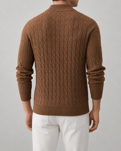 Heren cardigan winter | Kabelpatroon & volledige rits