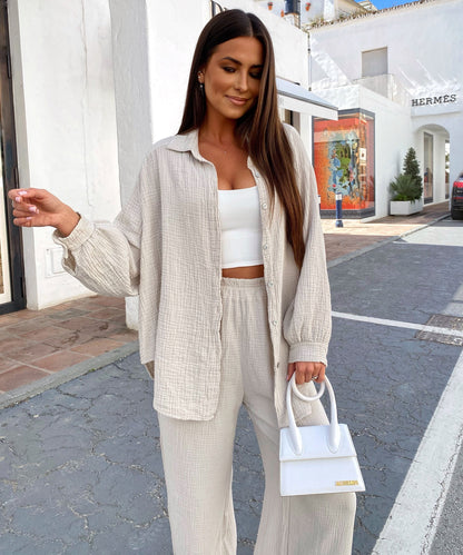 Freya | Blouse Dames Oversized Beige