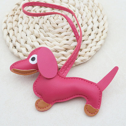 Leren sleutelhanger teckel – schattige honden sleutelhanger dames en heren