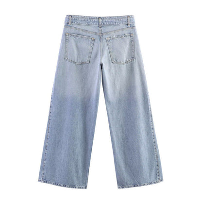 Dames Jeans Hoge Taille Wide Leg | Rafelzoom