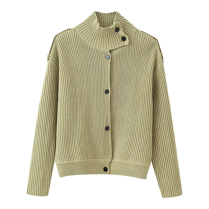 Dames cardigan casual | Staande kraag & Knopenlijst