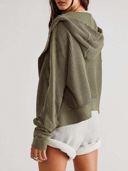 Dames Vest | Wafelstructuur met Capuchon