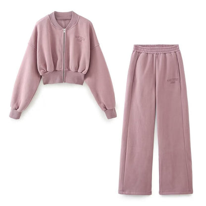 Dames jas & joggingbroek set | Cropped bomberjack