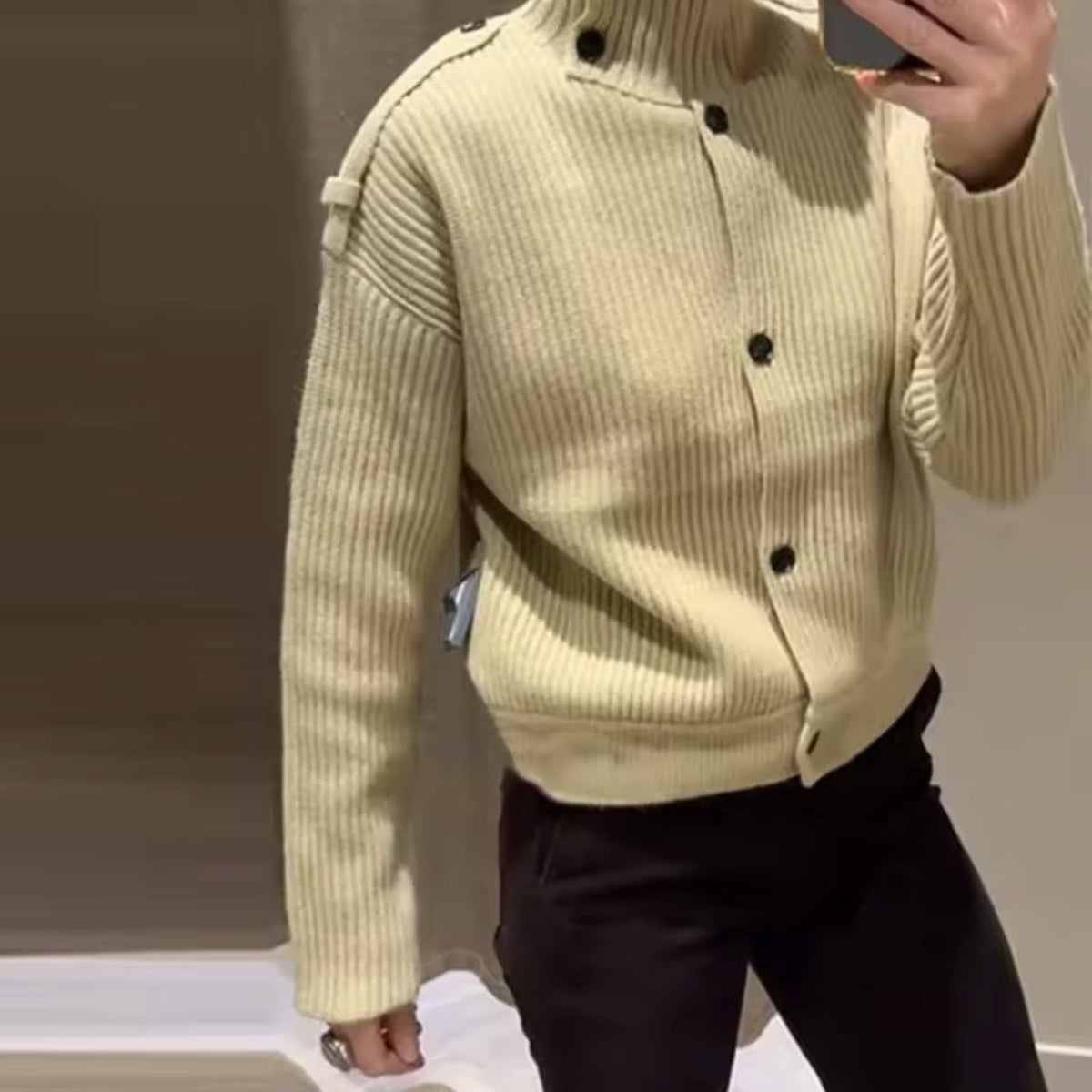 Dames cardigan casual | Staande kraag & Knopenlijst