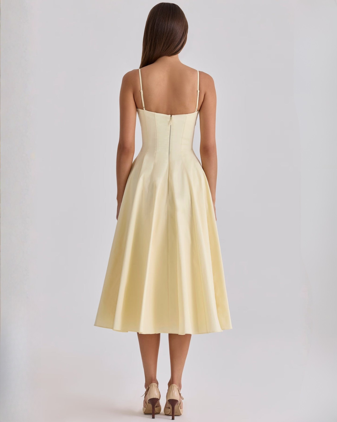 Zomerjurk Dames | Midi met Spaghettibandjes & A-Lijn Rok