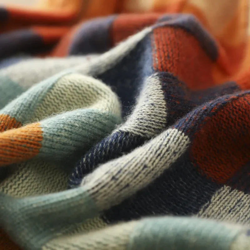 Amelie | Vintage Patchwork Trui met Hoge Kraag