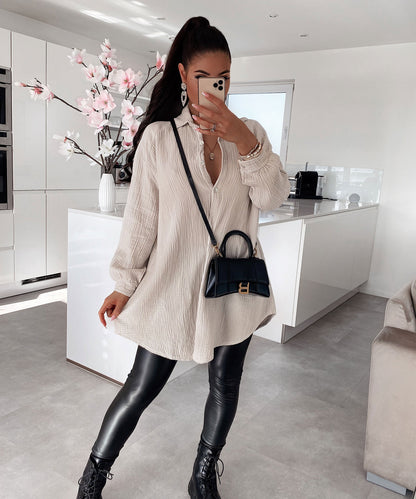Freya | Blouse Dames Oversized Beige