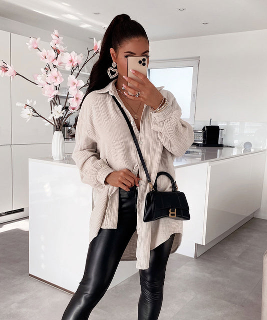 Freya | Blouse Dames Oversized Beige