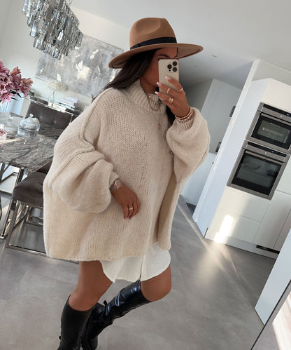 Nata – Oversized Trui Dames | Beige Pullover