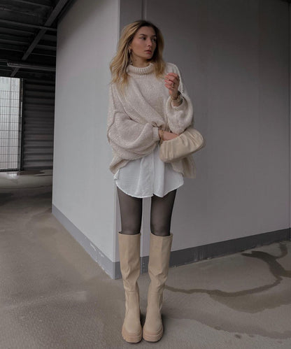Nata – Oversized Trui Dames | Beige Pullover