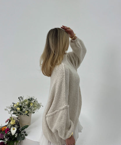 Nata – Oversized Trui Dames | Beige Pullover