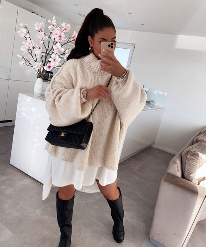 Nata – Oversized Trui Dames | Beige Pullover