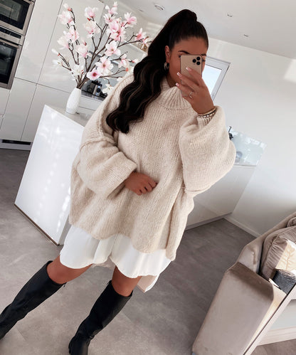 Nata – Oversized Trui Dames | Beige Pullover