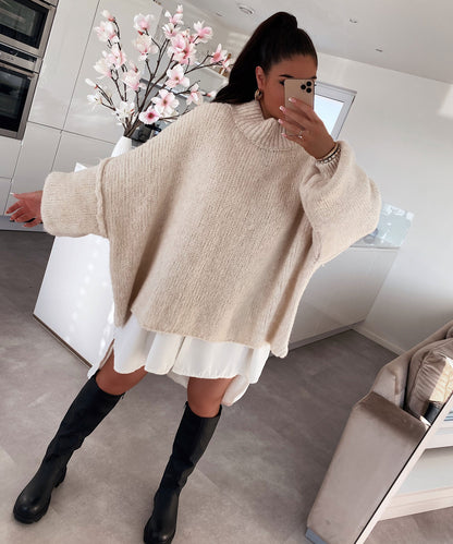 Nata – Oversized Trui Dames | Beige Pullover