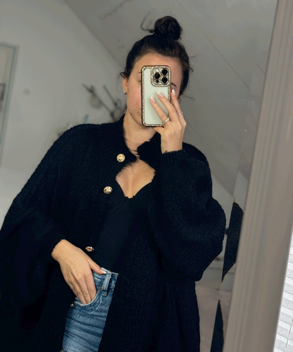 Nila - Zwart Oversized Dames Vest