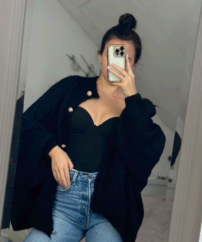Nila - Zwart Oversized Dames Vest