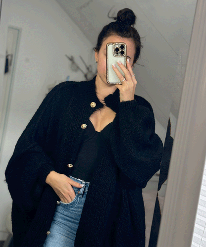 Nila - Zwart Oversized Dames Vest