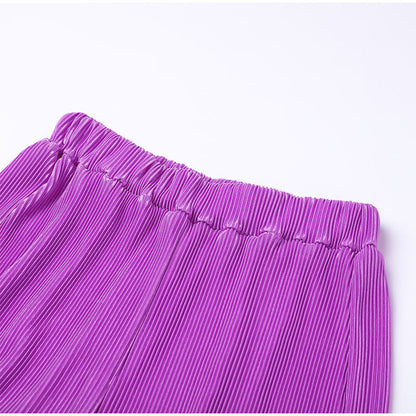 Dames Plissé Tweedelige Set – Modieuze Blouse en Broek