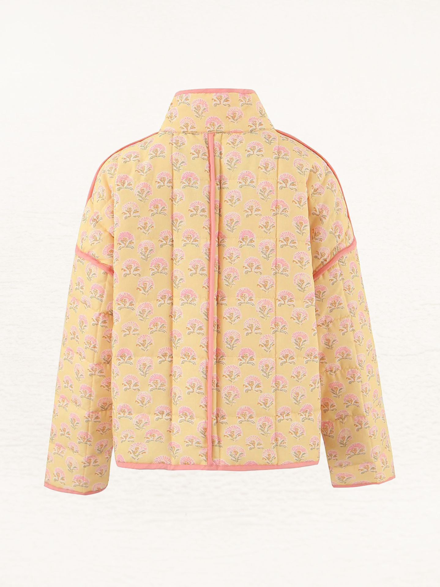 Livia - Geel/Roze Gewatteerde Quilt Jas Dames
