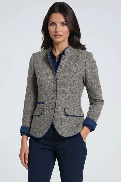 Amélie Dames Blazer Jas | Opstaande Kraag met Sierknopen