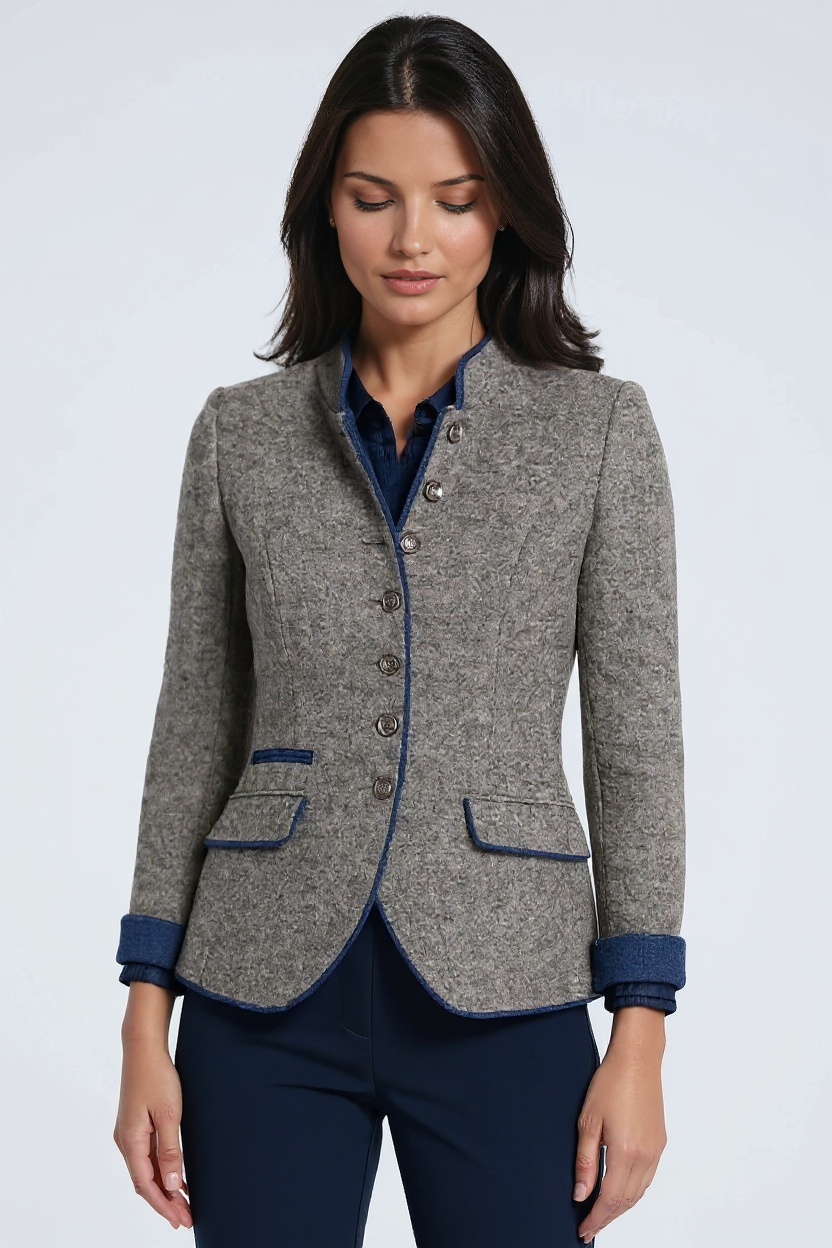 Amélie Dames Blazer Jas | Opstaande Kraag met Sierknopen