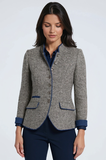 Amélie Dames Blazer Jas | Opstaande Kraag met Sierknopen