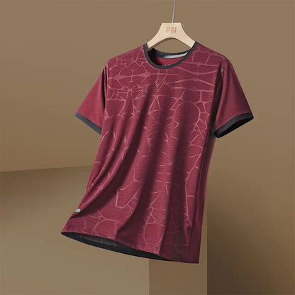 Rood Pro-Fit Sport T-shirt voor heren – Ademend, sneldrogend en lichtgewicht sportshirt met modern patroon. Perfect voor fitness, hardlopen en training. Comfortabele pasvorm en vochtafvoerend materiaal