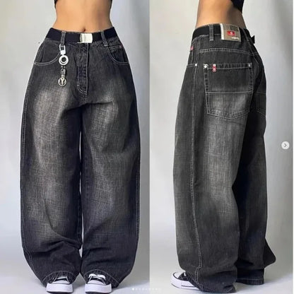 Retro Baggy Cargo Jeans met Utility Zakken - Wijde Unisex Spijkerbroek