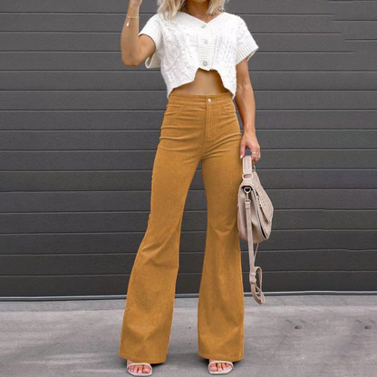 Retro Chic – Corduroy High Waist Flared Broek
