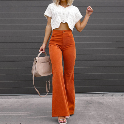 Retro Chic – Corduroy High Waist Flared Broek
