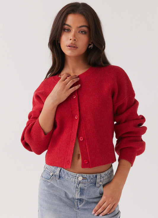Nina - Stijlvolle Rode Cardigan
