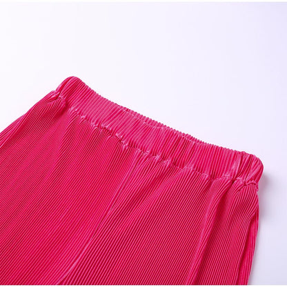 Dames Plissé Tweedelige Set – Modieuze Blouse en Broek